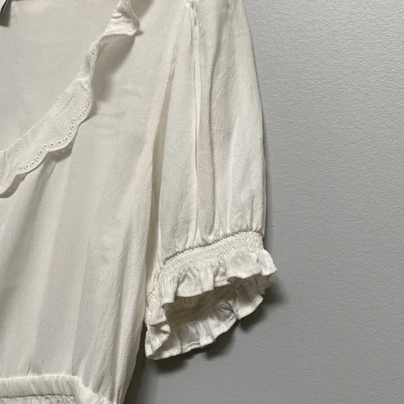 ❗️SOLD❗️ Sunday Best Off White Short Sleeve Embroidered Marisol Blouse Size M - Picture 5 of 11